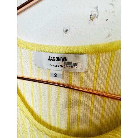 JASON WU Women's Light Yellow Ribbed Knit Sleeveless Form-Fitting Dress Size XS - Picture 8 of 16